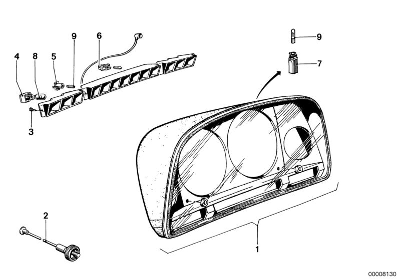 Bildtafel Instrumentenkombination-Einzelteile für die BMW Classic Teile  Original BMW Ersatzteile aus dem elektronischen Teilekatalog (ETK) für BMW Kraftfahrzeuge( Auto)    Glühlampe, Instrumententräger, Lampenfassung, Seilzug