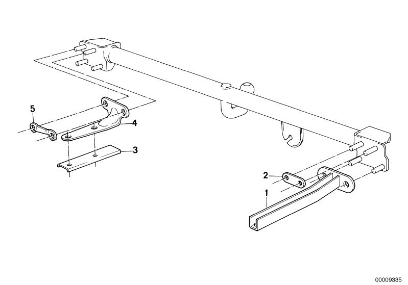 Picture board SINGLE PARTS OF TRAILER HITCH for the BMW Classic parts  Original BMW spare parts from the electronic parts catalog (ETK) for BMW motor vehicles (car)   Shackle