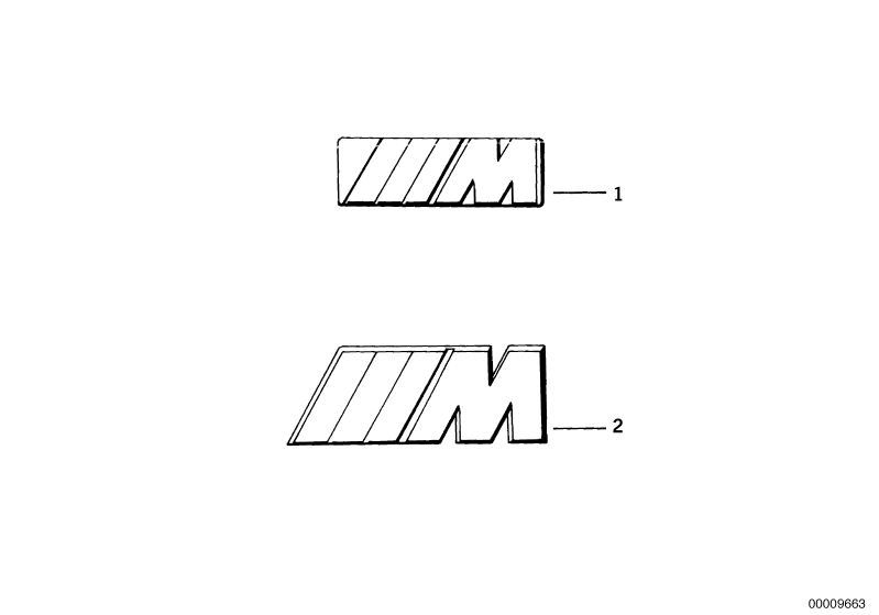 Illustration du Emblème M pour les BMW Classic parts  Pièces de rechange d'origine BMW du catalogue de pièces électroniques (ETK) pour véhicules automobiles BMW (voiture) 