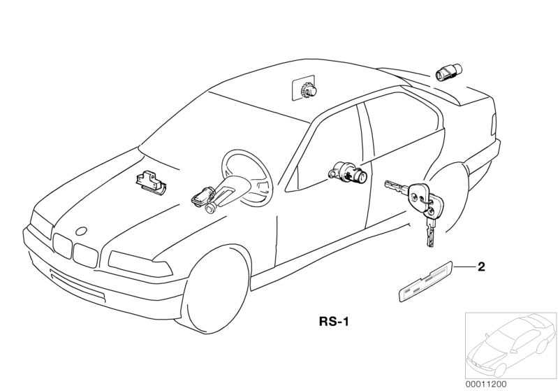 Picture board One-key locking for the BMW Classic parts  Original BMW spare parts from the electronic parts catalog (ETK) for BMW motor vehicles (car)   REPAIR KIT ONE-KEY LOCKING SYSTEM