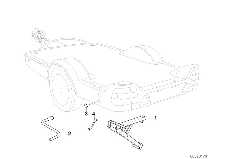 Illustration du Remorque supports de hayon pour les BMW Classic parts  Pièces de rechange d'origine BMW du catalogue de pièces électroniques (ETK) pour véhicules automobiles BMW (voiture) 