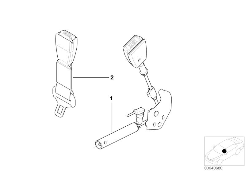 Picture board Lower strap, front for the BMW 5 Series models  Original BMW spare parts from the electronic parts catalog (ETK) for BMW motor vehicles (car)   LOWER BELT WITH LEFT BELT TENSIONER, Seat belt adapter