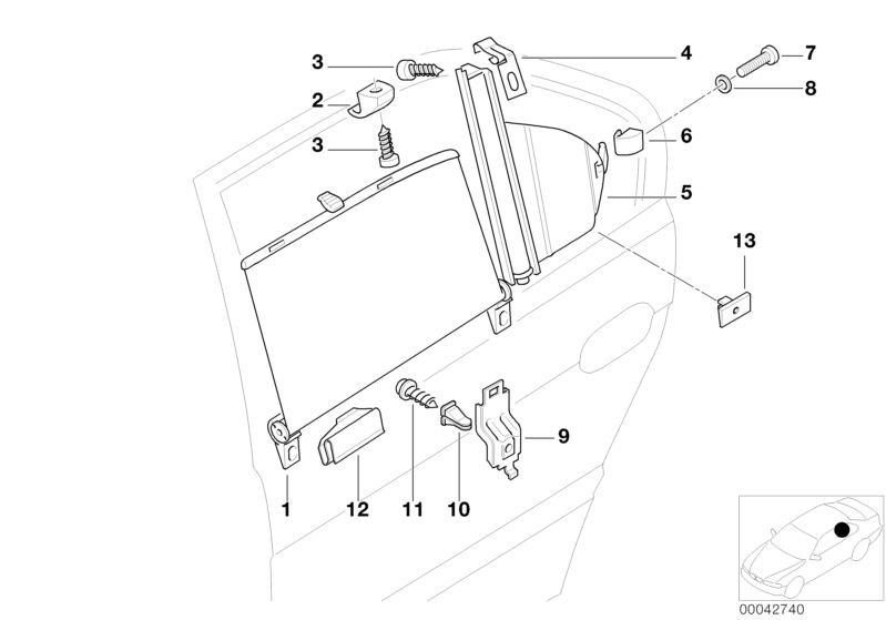 Sonnenschutz Rollo Heckscheibe Reparatursatz für BMW 7er E38 5er E39 3er  E46