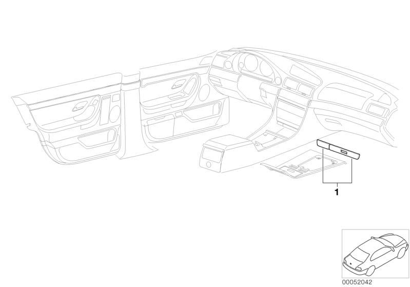 Bildtafel Individualholz Dosenhalter vorne für die BMW 7er Modelle  Original BMW Ersatzteile aus dem elektronischen Teilekatalog (ETK) für BMW Kraftfahrzeuge( Auto)    Holzleiste Dosenhalter