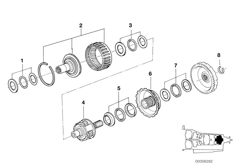 Illustration du A5S310Z PLANET WHEEL SETS pour les BMW Classic parts  Pièces de rechange d'origine BMW du catalogue de pièces électroniques (ETK) pour véhicules automobiles BMW (voiture)   AX bearing