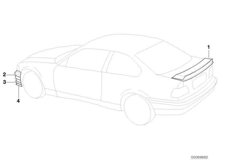 Illustration du Kit de montage pour becquet M class 2 pour les BMW Classic parts  Pièces de rechange d'origine BMW du catalogue de pièces électroniques (ETK) pour véhicules automobiles BMW (voiture) 