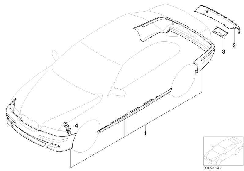 Bildtafel Nachrüstsatz M Aerodynamikpaket für die BMW 3er Modelle  Original BMW Ersatzteile aus dem elektronischen Teilekatalog (ETK) für BMW Kraftfahrzeuge( Auto)  