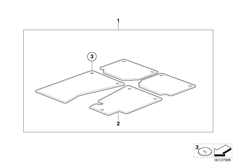 Illustration du Floor mats ´´City´´ pour les BMW 5 Série Modèles  Pièces de rechange d'origine BMW du catalogue de pièces électroniques (ETK) pour véhicules automobiles BMW (voiture) 