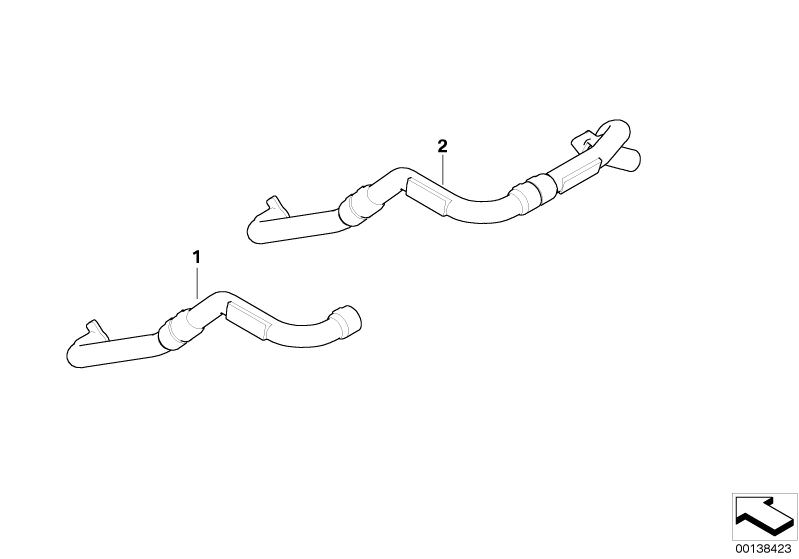 Picture board Cooler hose, CCC/CIC/MASK for the BMW 1 Series models  Original BMW spare parts from the electronic parts catalog (ETK) for BMW motor vehicles (car)   VENTILATION HOSE