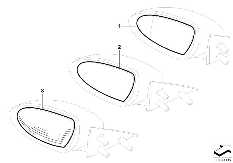 Spiegelglas Außenspiegel Glas passend für BMW 5er E60 E61 Satz LR behei. 03  - 10