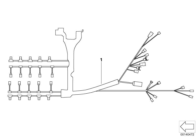 Illustration du Faisceau de câbles moteur pour les BMW 5 Série Modèles  Pièces de rechange d'origine BMW du catalogue de pièces électroniques (ETK) pour véhicules automobiles BMW (voiture)   Engine wiring harness