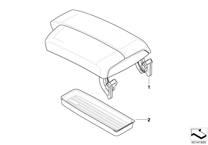 Picture board Retrofit, armrest front, movable for the BMW 3 Series models  Original BMW spare parts from the electronic parts catalog (ETK) for BMW motor vehicles (car) 