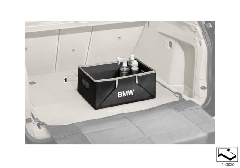 Bildtafel Gepäckraumbox faltbar für die BMW 1er Modelle  Original BMW Ersatzteile aus dem elektronischen Teilekatalog (ETK) für BMW Kraftfahrzeuge( Auto)  