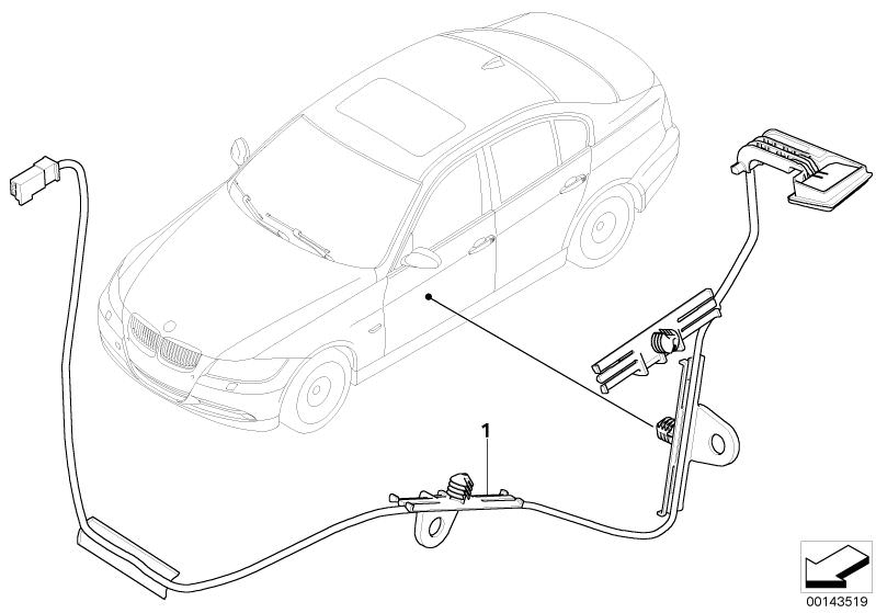 Bildtafel Türgriffbeleuchtung für die BMW 3er Modelle  Original BMW Ersatzteile aus dem elektronischen Teilekatalog (ETK) für BMW Kraftfahrzeuge( Auto)    Türgriffbeleuchtung links