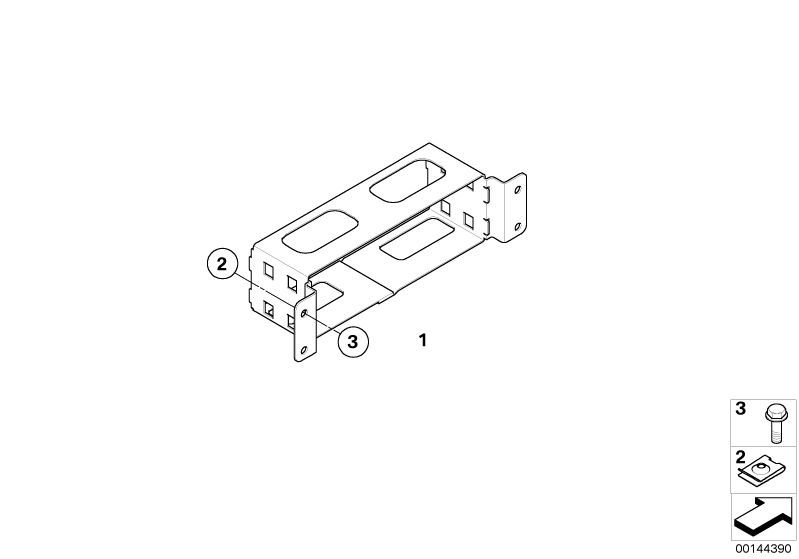 Picture board Support bracket, navigation computer for the BMW 3 Series models  Original BMW spare parts from the electronic parts catalog (ETK) for BMW motor vehicles (car)   Body nut, Hex Bolt, Support bracket, navigation computer
