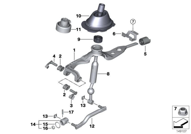 Picture board Gear shift parts,manual transm./4-wheel for the BMW 3 Series models  Original BMW spare parts from the electronic parts catalog (ETK) for BMW motor vehicles (car)   Bearing bolt, Bearing, shift lever, Bearing, shifting arm, Bracket f shiftin