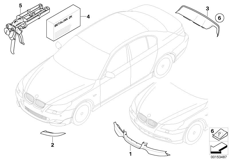 Illustration du Carbon fibre package pour les BMW 5 Série Modèles  Pièces de rechange d'origine BMW du catalogue de pièces électroniques (ETK) pour véhicules automobiles BMW (voiture) 