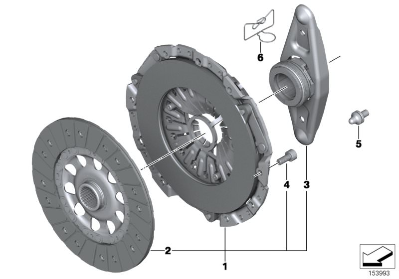 Picture board Clutch for the BMW 5 Series models  Original BMW spare parts from the electronic parts catalog (ETK) for BMW motor vehicles (car)   Ball pin, CLUTCH PLATE, Fillister-head screw, micro-encapsulated, Release module, SET CLUTCH PARTS, Spring cl