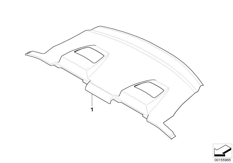 Picture board Individual rear window shelf, Alcantara for the BMW 6 Series models  Original BMW spare parts from the electronic parts catalog (ETK) for BMW motor vehicles (car)   REAR WINDOW SHELF