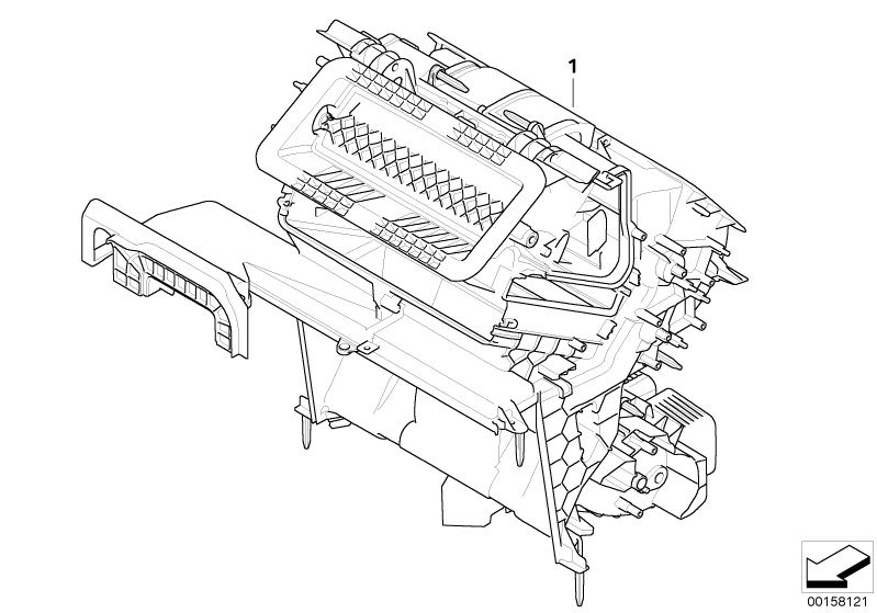 Bildtafel Verteilergehäuse mit Klappen für die BMW X Modelle  Original BMW Ersatzteile aus dem elektronischen Teilekatalog (ETK) für BMW Kraftfahrzeuge( Auto)    Leergehäuse Heiz/Klimagerät