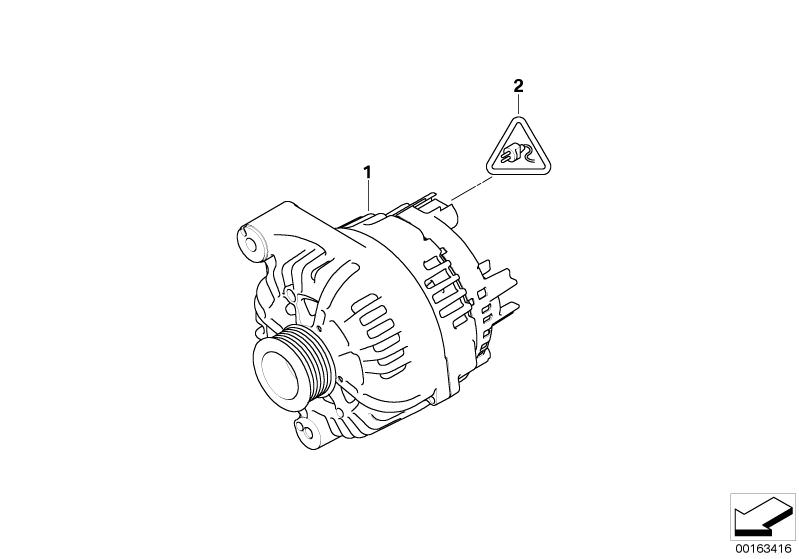 Picture board Alternator for the BMW 3 Series models  Original BMW spare parts from the electronic parts catalog (ETK) for BMW motor vehicles (car)   EXCH generator, Socket housing