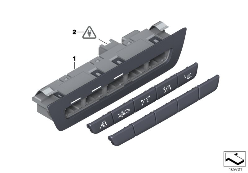 Picture board Control element, driver-assist systems for the BMW 5 Series models  Original BMW spare parts from the electronic parts catalog (ETK) for BMW motor vehicles (car)   Control element, driver-assist systems