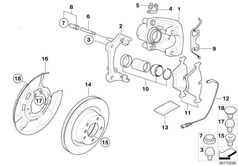 Picture board BMW Performance Rear wheel brake for the BMW 1 Series models  Original BMW spare parts from the electronic parts catalog (ETK) for BMW motor vehicles (car) 
