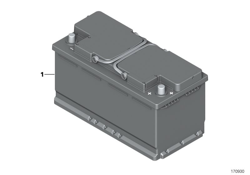 Picture board Original BMW battery for the BMW 5 Series models  Original BMW spare parts from the electronic parts catalog (ETK) for BMW motor vehicles (car)   Original BMW AGM-battery