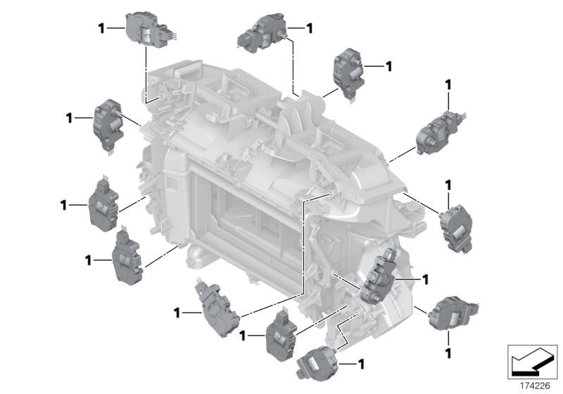 Bildtafel Stellantrieb Klimaautomatik für die BMW 5er Modelle  Original BMW Ersatzteile aus dem elektronischen Teilekatalog (ETK) für BMW Kraftfahrzeuge( Auto)    Stellantrieb
