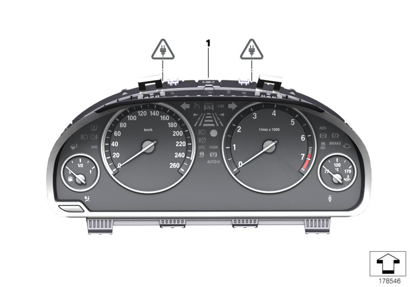 Picture board Instrument cluster for the BMW 5 Series models  Original BMW spare parts from the electronic parts catalog (ETK) for BMW motor vehicles (car)   Instrument cluster