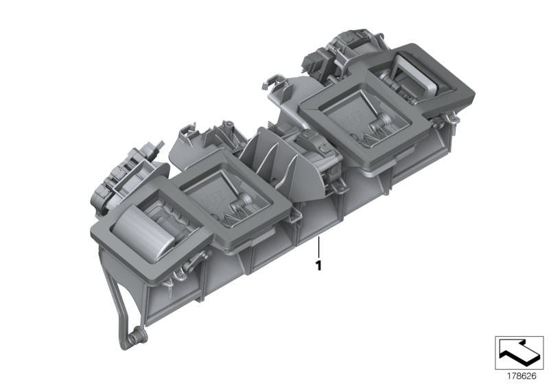 Picture board Distr. housing, air conditioner, top for the BMW 5 Series models  Original BMW spare parts from the electronic parts catalog (ETK) for BMW motor vehicles (car)   Distributor housing, top