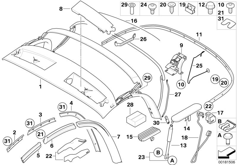 BMW Z4 E85 Roadster Verdeck Verkleidung Hardtop Abdeckung 7070435