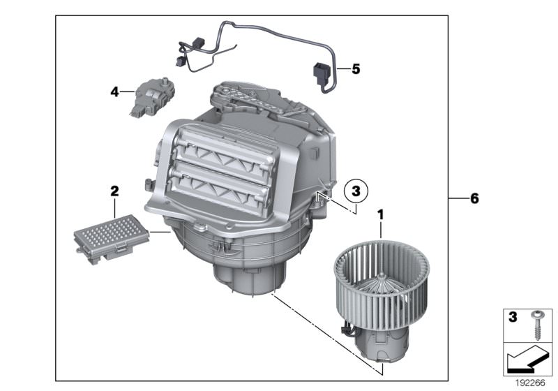 Picture board Blower unit / mounting parts for the BMW 7 Series models  Original BMW spare parts from the electronic parts catalog (ETK) for BMW motor vehicles (car)   Actuator, Blower motor, Blower regulator, Blower unit, Plastic bolt, WIRING BLOWER