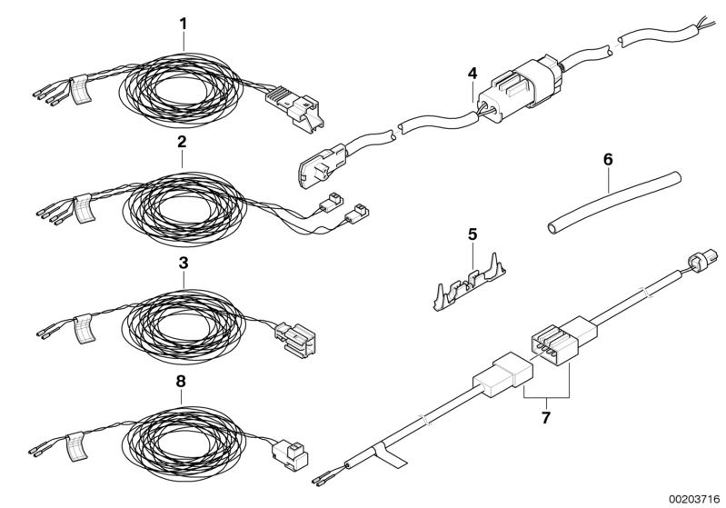 Picture board Rep. cable, airbag for the BMW 6 Series models  Original BMW spare parts from the electronic parts catalog (ETK) for BMW motor vehicles (car)   Cable connector, Rep. cable, anchor-fitting tensioner, Rep. cable, ITS head airbag, Rep. cable, s