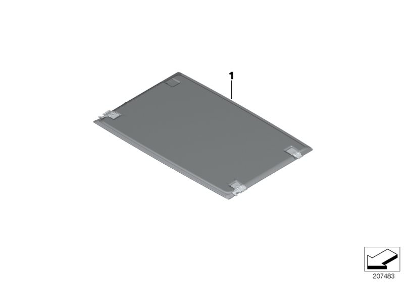 Picture board Individual slide/tilt sunroof for the BMW 5 Series models  Original BMW spare parts from the electronic parts catalog (ETK) for BMW motor vehicles (car)   Supended headliner