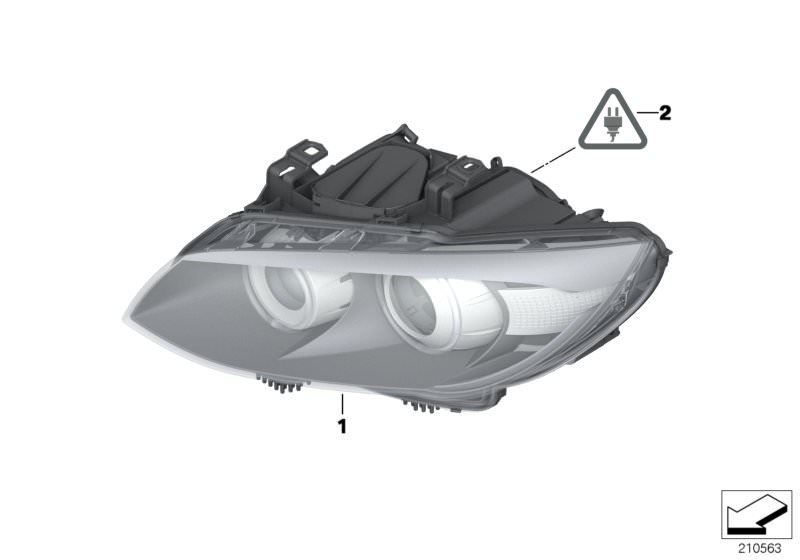 Picture board Headlight for the BMW 3 Series models  Original BMW spare parts from the electronic parts catalog (ETK) for BMW motor vehicles (car)   AHL-xenon headlight, left, Repair kit, socket housing
