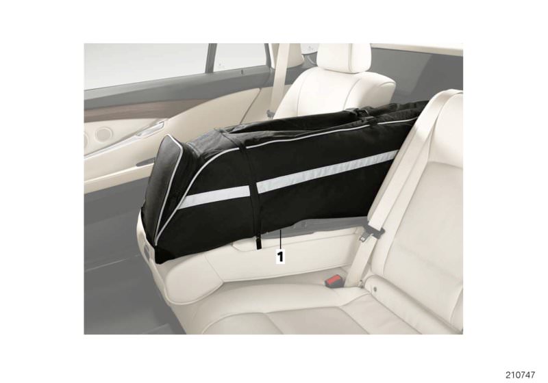 Picture board Ski and snowboard bag for the BMW 5 Series models  Original BMW spare parts from the electronic parts catalog (ETK) for BMW motor vehicles (car)   Ski and snowboard bag