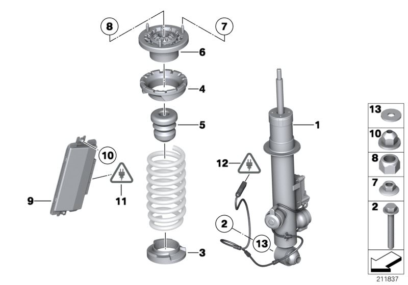 Illustration du Jambe susp.arr / VDC / boîtier électron. pour les BMW 7 Série Modèles  Pièces de rechange d'origine BMW du catalogue de pièces électroniques (ETK) pour véhicules automobiles BMW (voiture) 