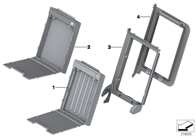 Bildtafel Sitz hinten Skisack für die BMW 5er Modelle  Original BMW Ersatzteile aus dem elektronischen Teilekatalog (ETK) für BMW Kraftfahrzeuge( Auto)    Blende Rahmen, Kassette Ablagefach, Rahmen Skisack, Skisack