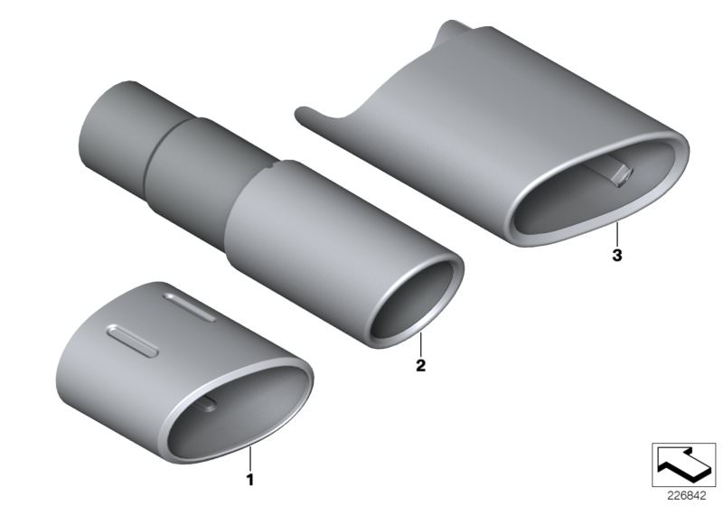 Picture board Tailpipe trim for the BMW 3 Series models  Original BMW spare parts from the electronic parts catalog (ETK) for BMW motor vehicles (car) 