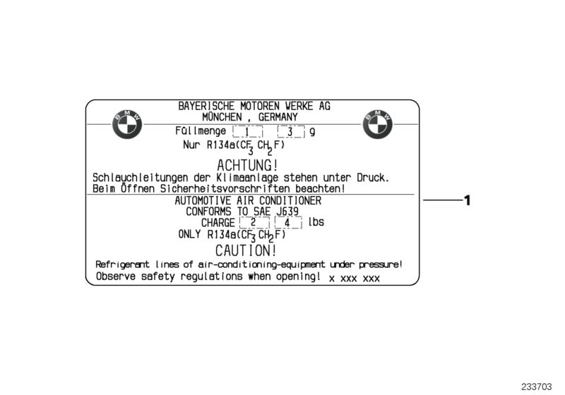 Illustration du Etiquette, Indicatrice refrigerant pour les BMW 5 Série Modèles  Pièces de rechange d'origine BMW du catalogue de pièces électroniques (ETK) pour véhicules automobiles BMW (voiture)   Label, coolant