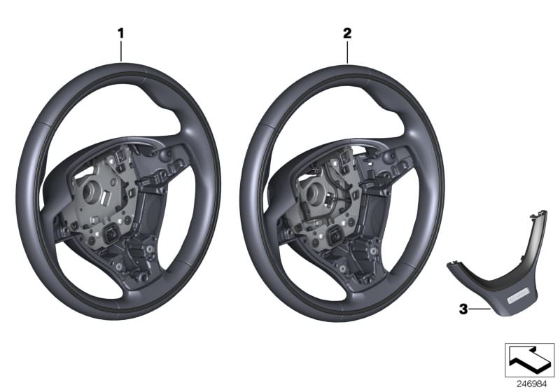 Picture board Ind.sports st.-wheel,leather w/wdn. ring for the BMW 6 Series models  Original BMW spare parts from the electronic parts catalog (ETK) for BMW motor vehicles (car)   Decorative trim, steering wheel, Sports st.-wheel,leather/wd.ring,multif.