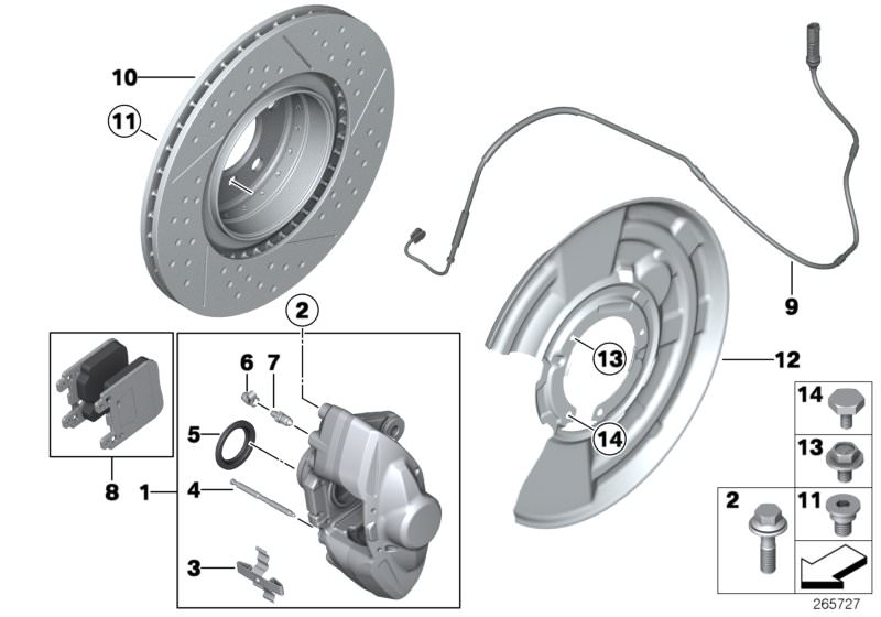 Picture board M Performance rear wheel brake - repl. for the BMW 1 Series models  Original BMW spare parts from the electronic parts catalog (ETK) for BMW motor vehicles (car) 