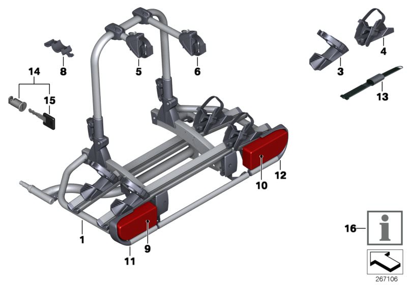 Picture board Rear bike rack for the BMW X Series models  Original BMW spare parts from the electronic parts catalog (ETK) for BMW motor vehicles (car) 