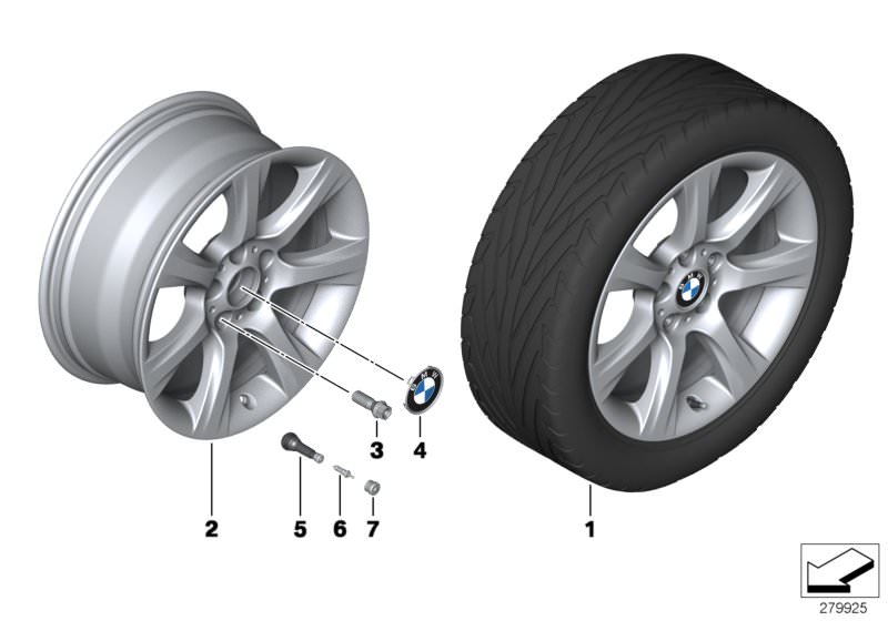 Picture board BMW LA wheel, star spoke 396 - 18´´ for the BMW 3 Series models  Original BMW spare parts from the electronic parts catalog (ETK) for BMW motor vehicles (car)   Hub cap with chrome edge, Light alloy rim, Rubber valve, Valve, Valve caps, Whee