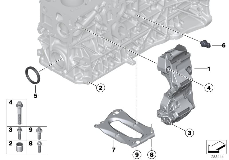 Picture board Engine block mounting parts for the BMW 6 Series models  Original BMW spare parts from the electronic parts catalog (ETK) for BMW motor vehicles (car)   Aggregate support, ASA screw with washer, ASA-Bolt, BOWL REINFORCEMENT, Dowel, Hexalobul