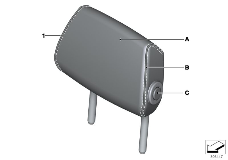Picture board Indiv. folding headrest,seat,rear middle for the BMW 3 Series models  Original BMW spare parts from the electronic parts catalog (ETK) for BMW motor vehicles (car)   Folding headrest,leather, middle rear