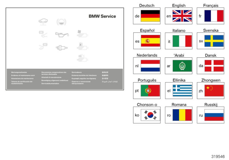 Picture board BMW Service Booklet 2008 - 2011 for the BMW 3 Series models  Original BMW spare parts from the electronic parts catalog (ETK) for BMW motor vehicles (car) 