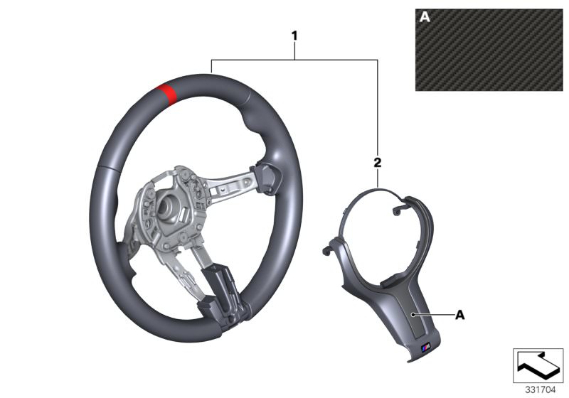 Picture board M Performance strng.wheel II w/o display for the BMW 3 Series models  Original BMW spare parts from the electronic parts catalog (ETK) for BMW motor vehicles (car) 