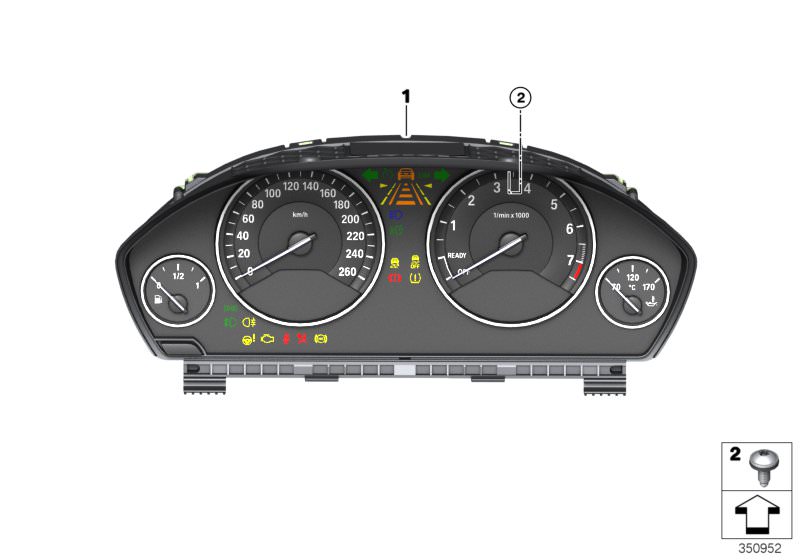 Picture board Instrument cluster - Modern Line for the BMW 4 Series models  Original BMW spare parts from the electronic parts catalog (ETK) for BMW motor vehicles (car)   Instrument cluster, Screw, self tapping